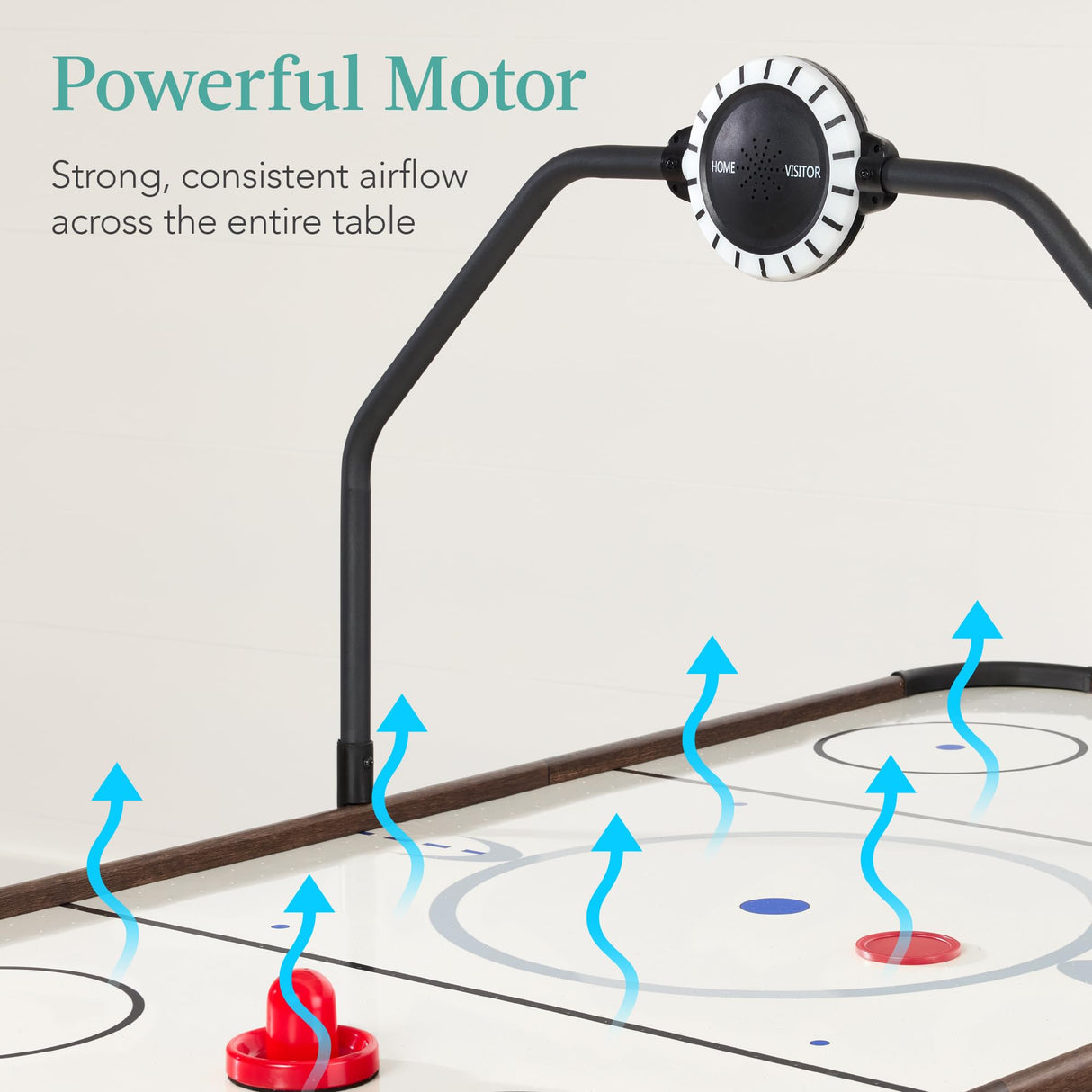 Best Choice Products LED 54 Inch Air Hockey Game Table w/Light-up Scoreboard, Powerful Motor, AC Outlet. Includes 2 Pucks, 2 Pushers - Walnut Best Choice Products