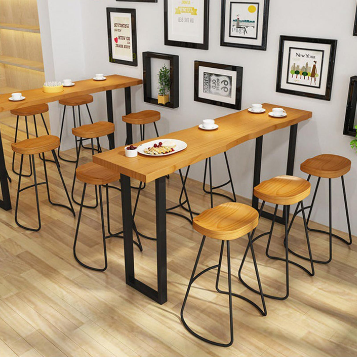 Lrxmastery Bar Table Counter Bar Height Pub Table Rectangular Wood High Top Kitchen Dining Table Rustic Tall Counter Height Table for Narrow Space Living Room Sturdy Metal Frame (55.1in) Lrxmastery