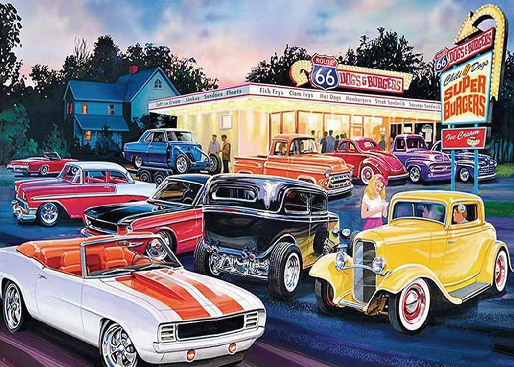 Kulvci Car Diamond Painting Kits for Adults, Diamond Art Kits for Beginners, 5D DIY Full Drill Gem Craft for Home Decor Gift 16x12inch Kulvci