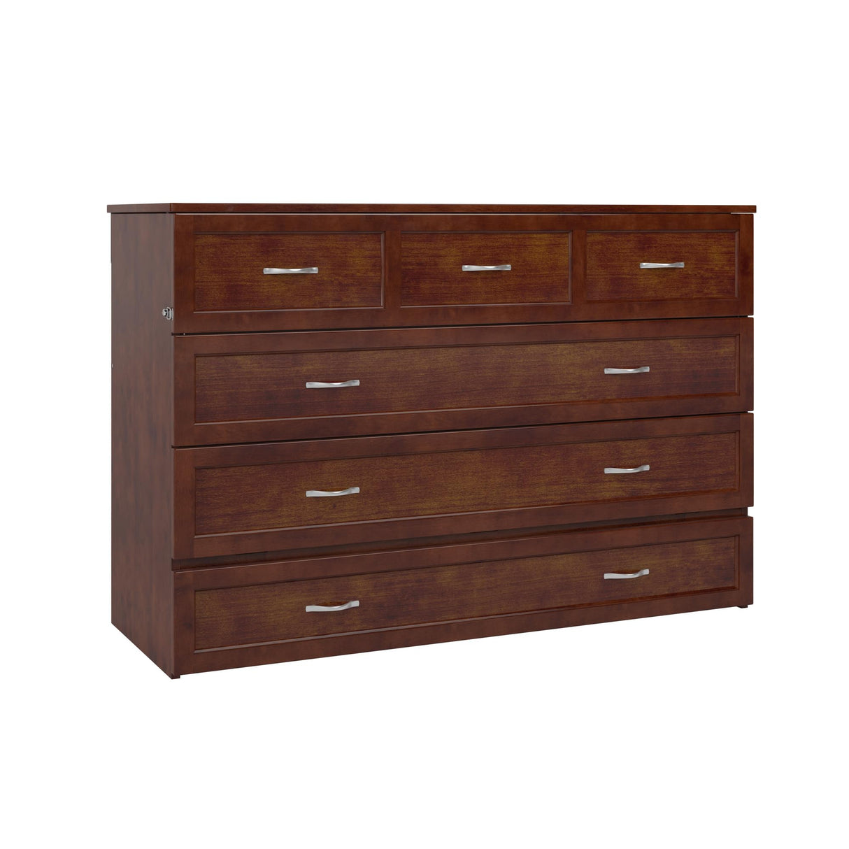 AFI, Northfield Murphy Bed Chest Queen with 6" Mattress, Storage Drawer & Built-in USB Charger, Walnut AFI