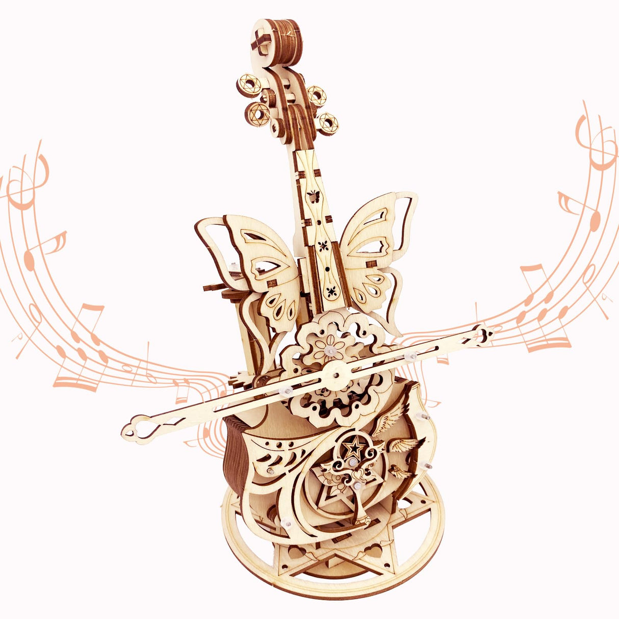 3D Wooden Puzzle for Adults - Cool Cello Music Box DIY Model for Adults to Build Wood Crafts Mechanical Puzzle Building Kits for Kids Age 14+Years Old IQIETOY