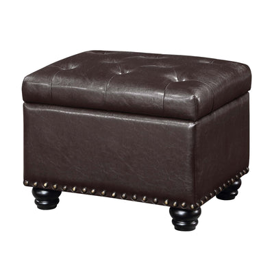 Convenience Concepts Designs4Comfort 5th Avenue Storage Ottoman 24" Contemporary Foot Stool and Seat with Hinged Lid for Living, Dining Room, Office, Den, Dark Espresso