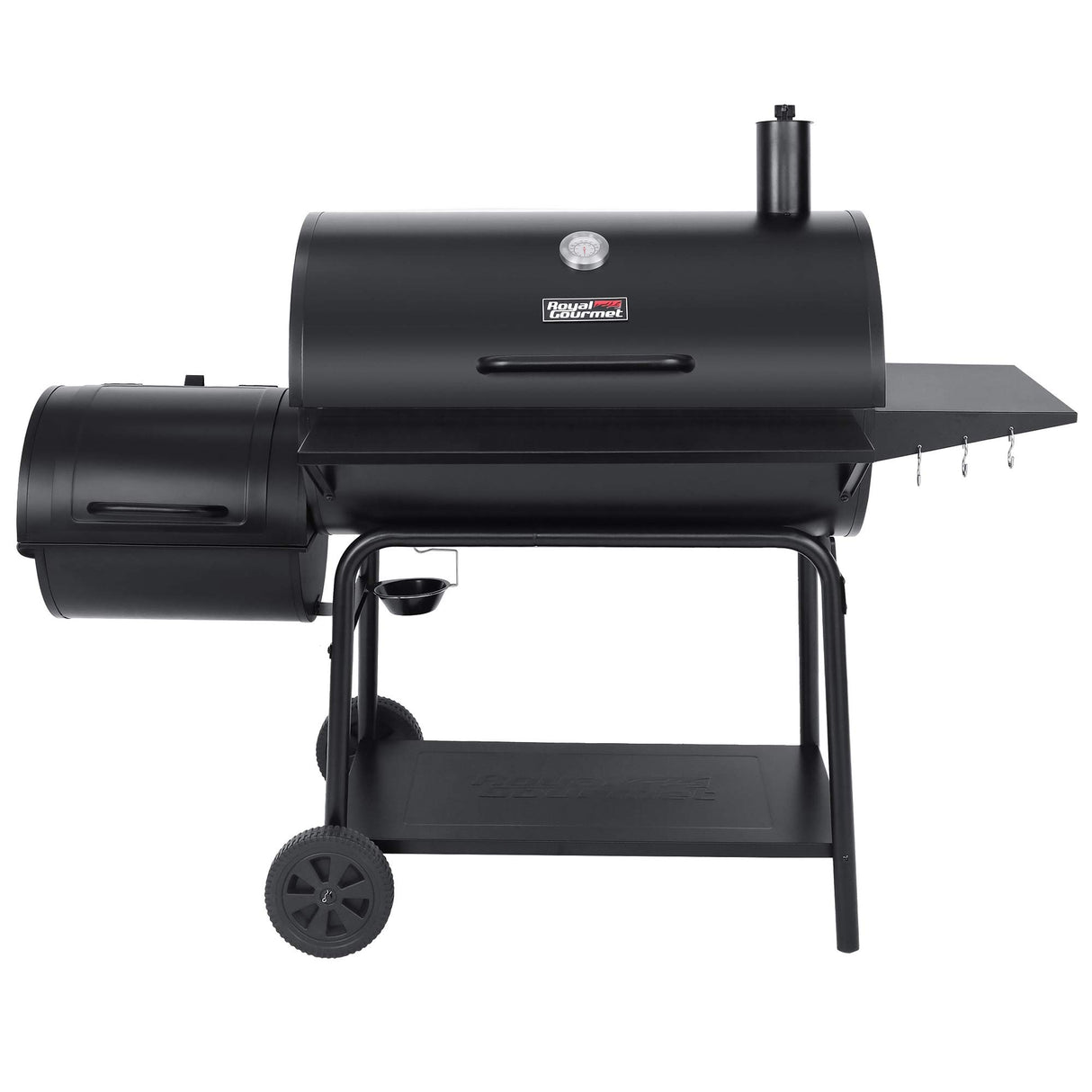 Royal Gourmet CC2036F Barrel Charcoal Grill with Offset Smoker, Outdoor Smoker with 1200 Sq. In. Cooking Area for Outdoor Barbecue Event , Black Royal Gourmet