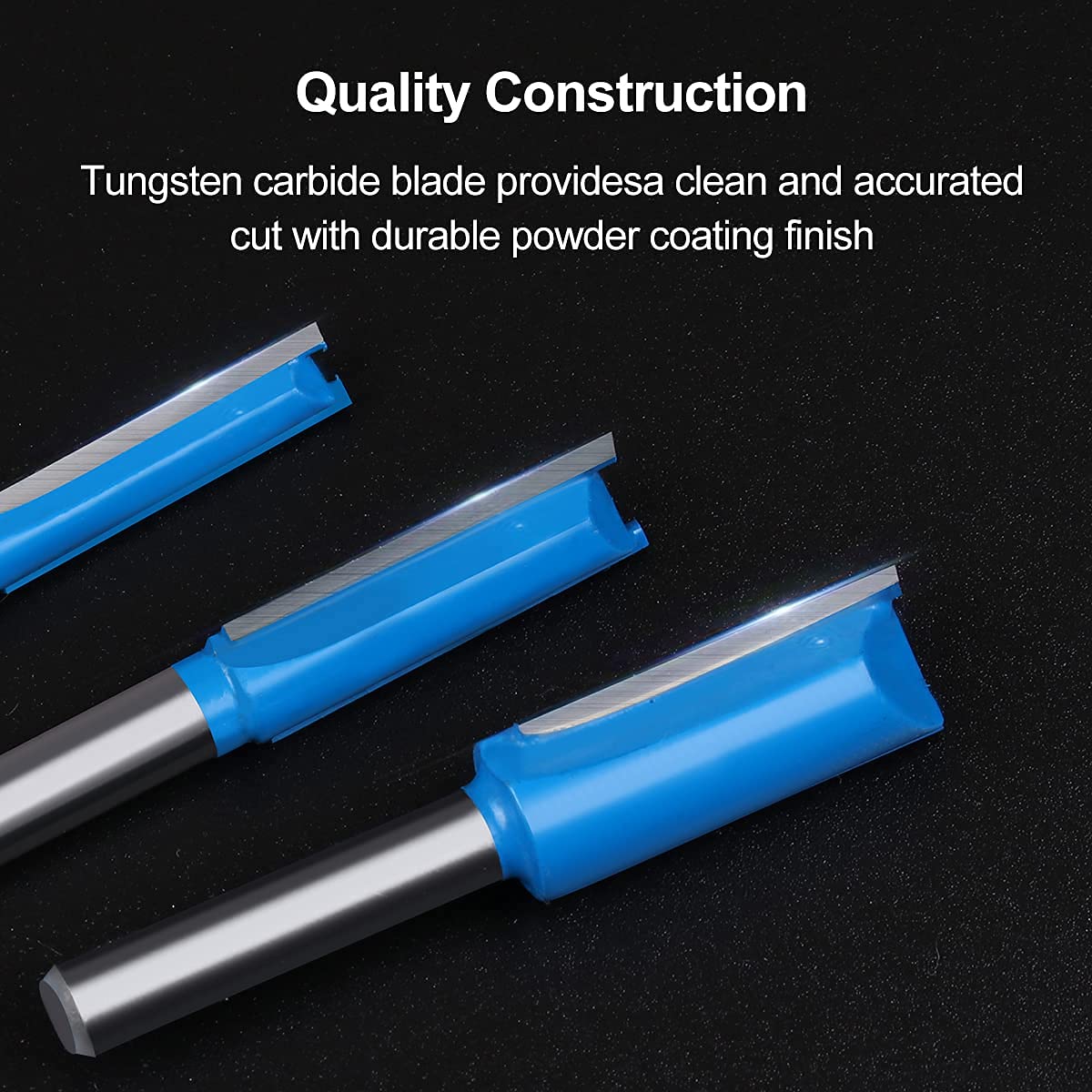 1/4 Straight Router bit Set, Newdeli Double Flute Straight Bit Set in Carbide Tipped, Woodwork Carbide Wood Milling Cutter Woodworking Tools Newdeli