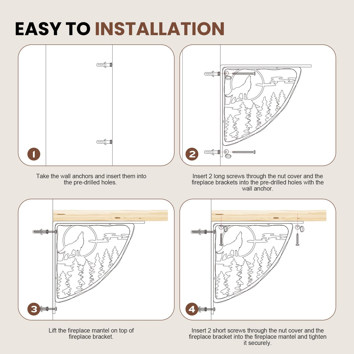 Wood Mantels for Fireplace,Handcrafted Fireplace Mantels 60 Inches,Wall Mount Fireplace Mantel Shelves,Floating Fireplace Mantel with Heavy Duty Metal Bracket for Wall Decor Living Room MYFIREPLACEDIRECT