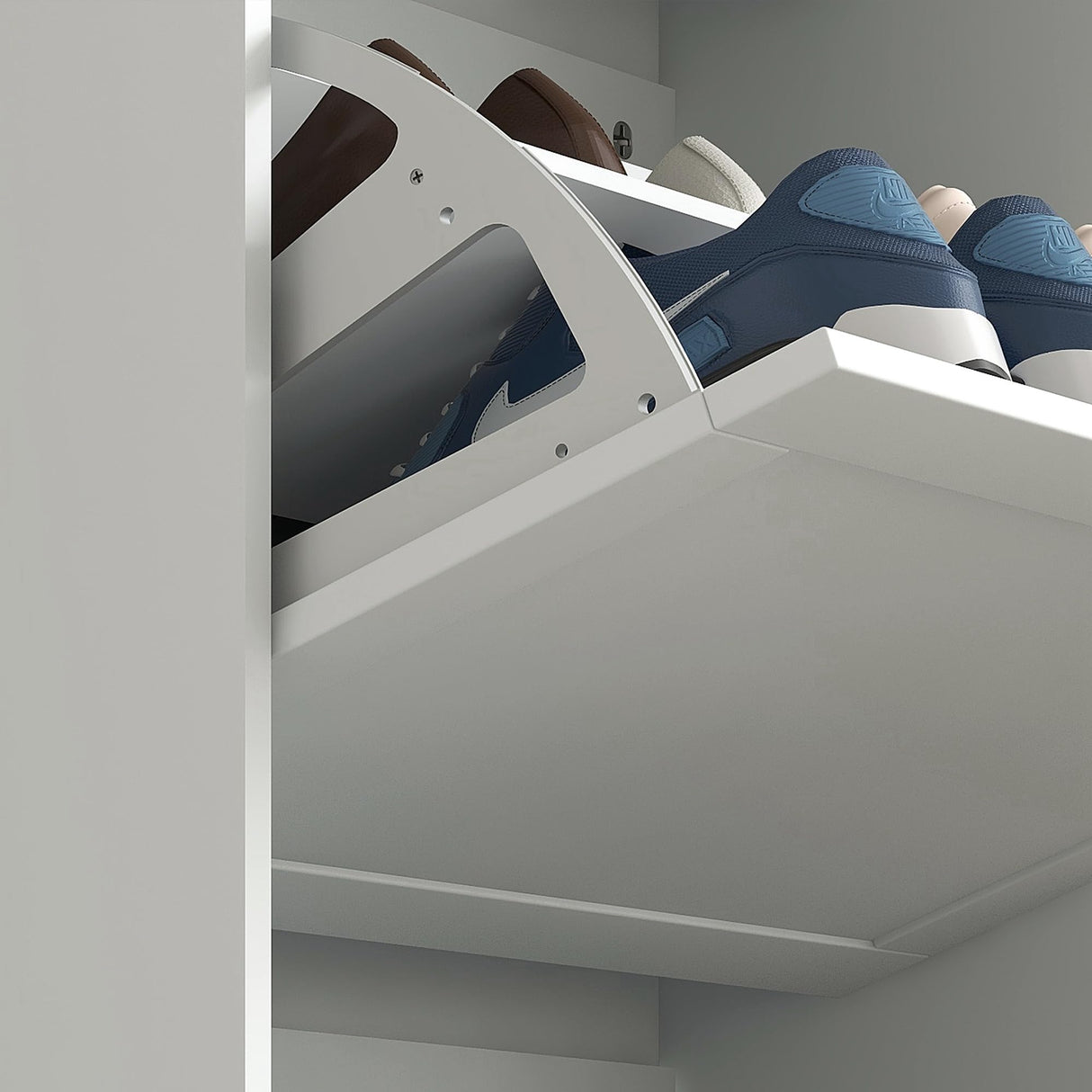 HOMCOM Slim Shoe Cabinet for Entryway, Modern Hidden Shoe Storage Cabinet with 3 Flip Drawers and Adjustable Shelves for 18 Pairs of Shoes, White HOMCOM