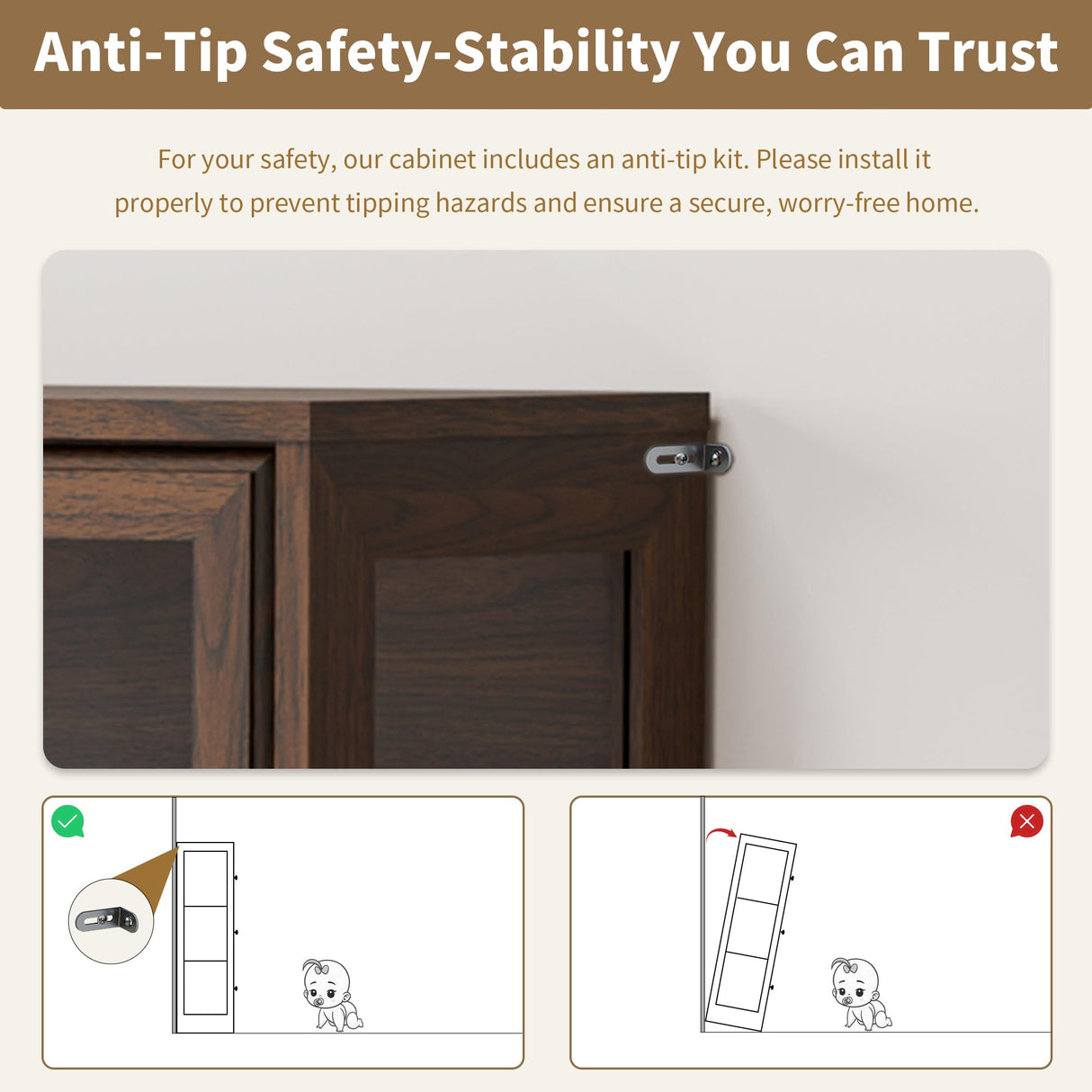 Boniture Display Cabinet with Acrylic Glass Doors,3-Tiers Curio Cabinet with LED Lighting for Collectibles, Collectibles Toy Organizers Rack & Display Shelf Display Case Storage Cabinet,Walnut BONITURE