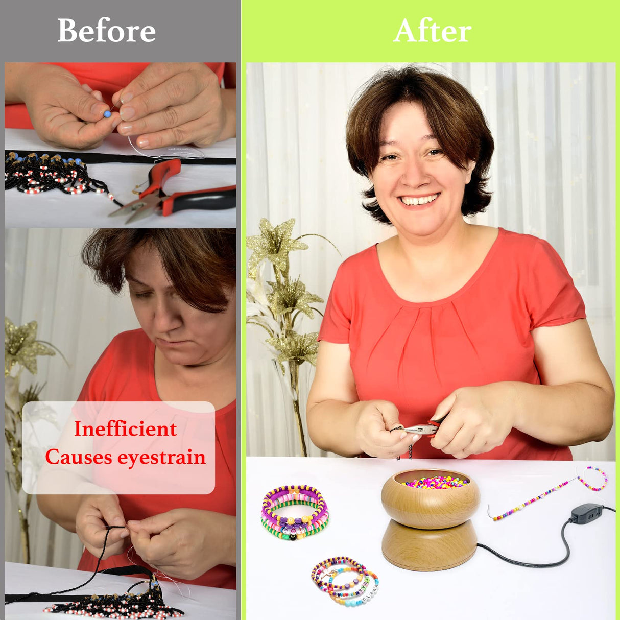 Xmada Electric Bead Spinner - Clay Bead Spinner with 2PC Beading Needles and Seed Beads, Waist Beads Kit, Bead Spinner for Jewelry Making, Electric | Speed Adjustment Bead Spinner Kit (Original) Xmada