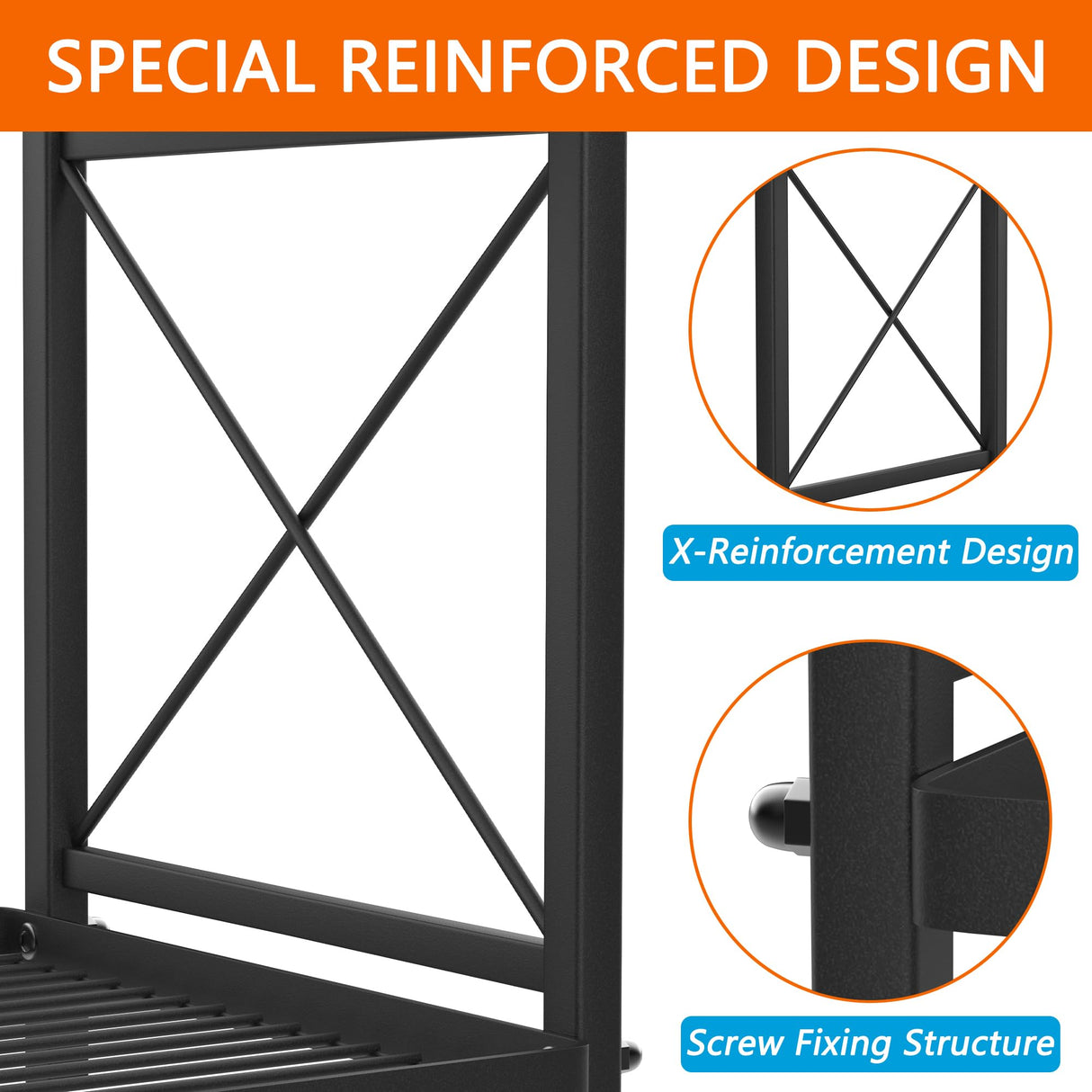 YOHKOH 6 Tier Metal Storage Rack Shelves, Standing Storage Shelf Units for Laundry Bathroom Kitchen Pantry (Black,17.0L x 12.9W x 64.9H) YOHKOH