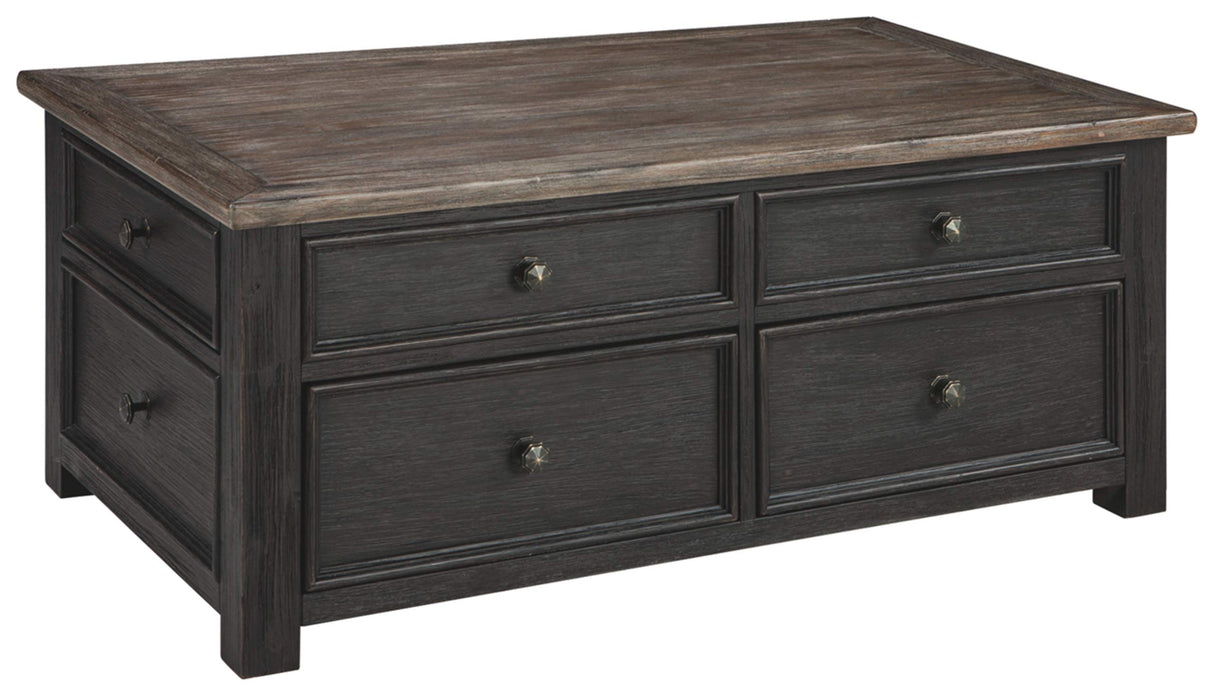 Signature Design by Ashley Tyler Creek Rustic Farmhouse Lift Top Coffee Table with Drawers, Brown & Black Signature Design by Ashley
