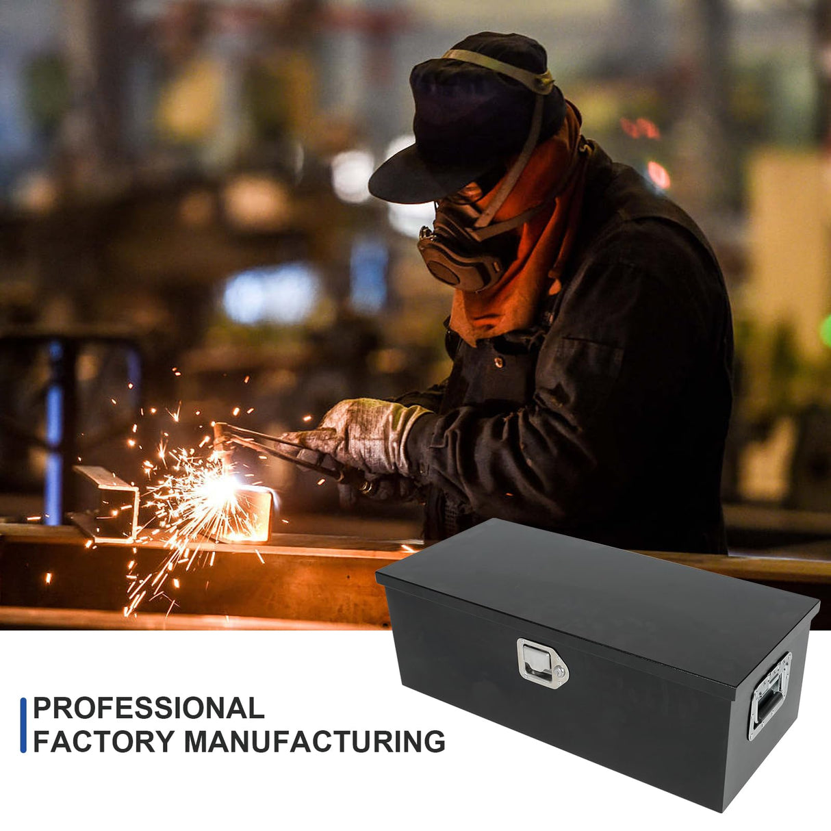 acylph Black Steel Heavy Duty Truck Tool Box Truck Storage Box for Pickup, Waterproof Tool Box Storage Organzer with Latch and Keys,30"x13"x10" acylph