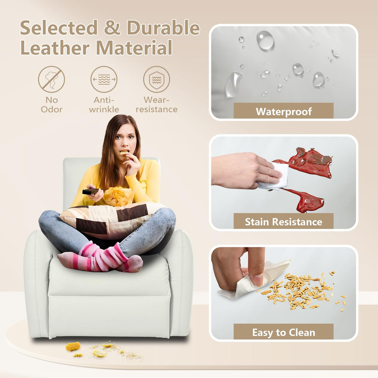 cinkehome Wall Hugger Power Recliners for Small Spaces, Electric Recliners with USB, Modern RV Recliner Chair for Living Room, Apartment cinkehome