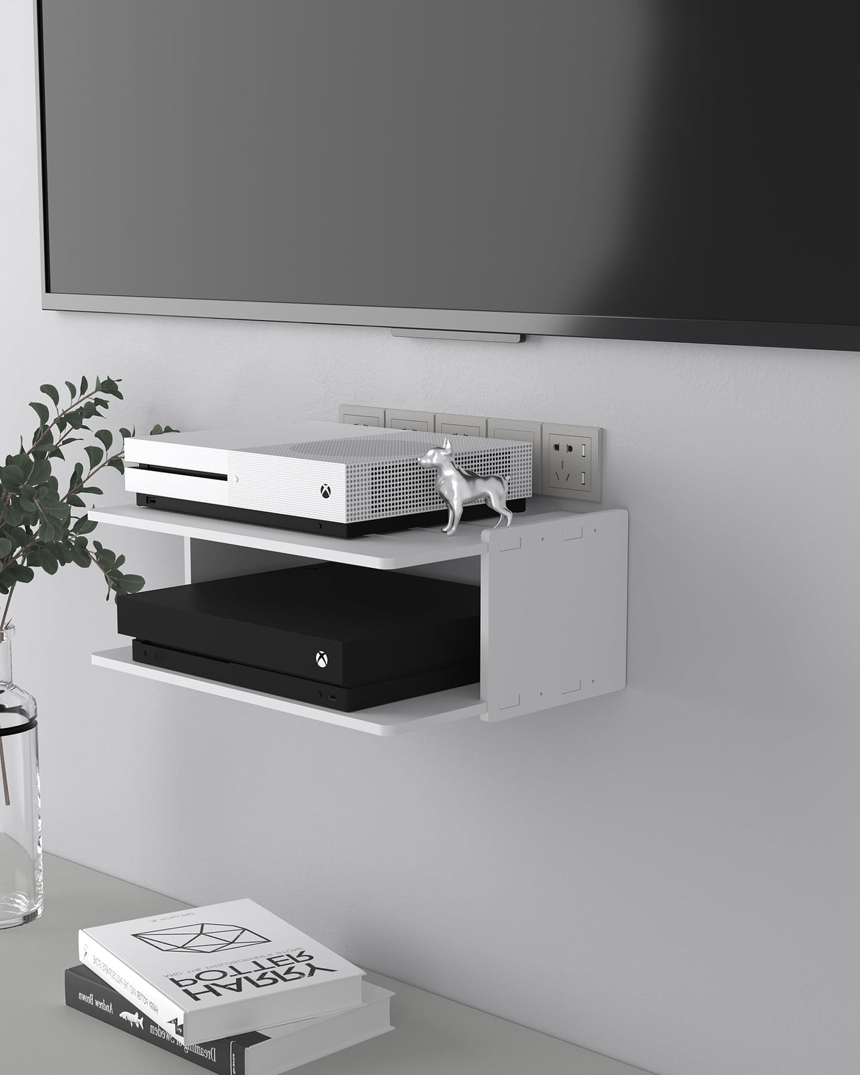 AREAJD Floating Under TV Game Shelf Stand for Xbox Series S/X, Projector/Router/Entertainment Center, Projector Holder Accessories AREAJD