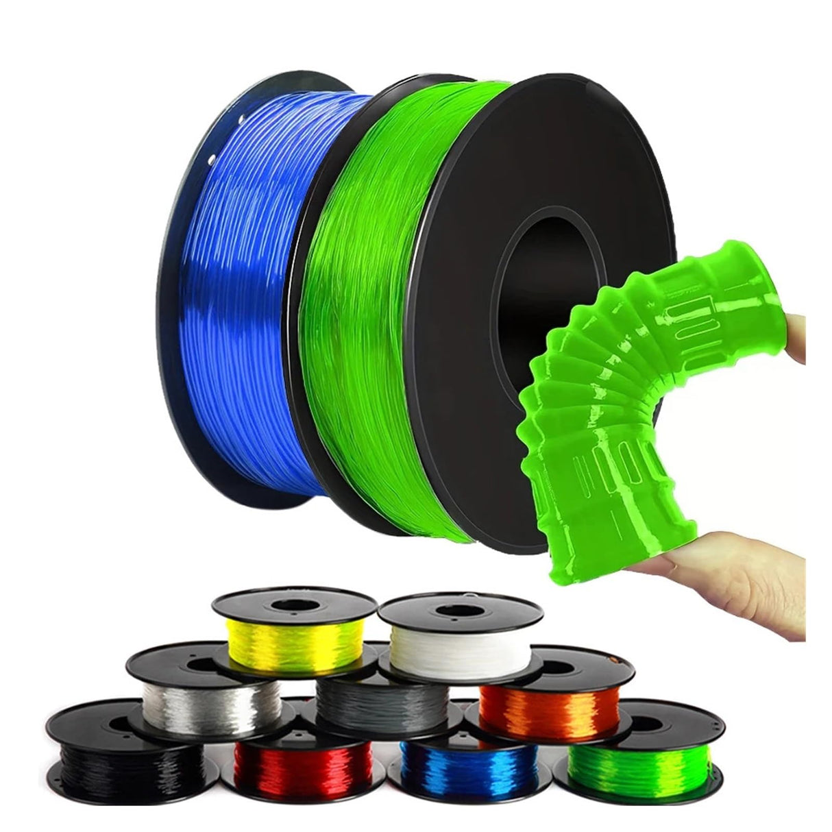 Flexible Translucent TPU 3D Printer Filament 1.75mm 200g Elastic Extrudeuse Filament 3D Sublimation(Random 50gx2) WoodArtSupply