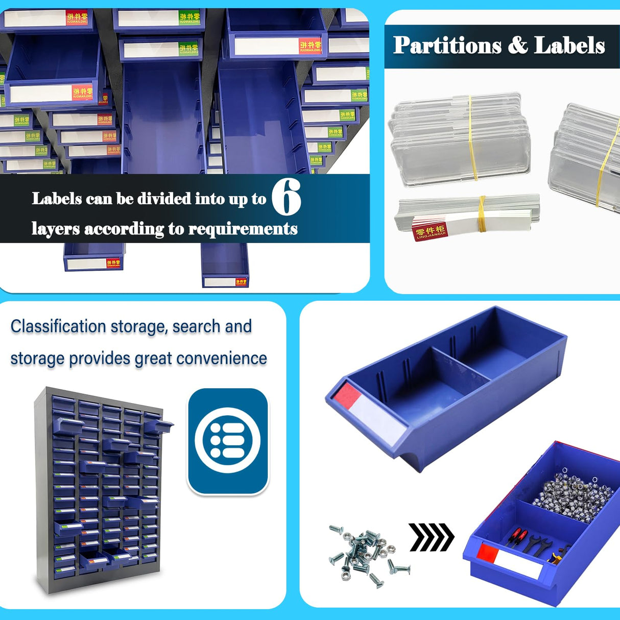 LGXEnzhuo Parts Cabinet with 75 Drawers Nut and Bolt Organizer Bolt Bin Cabinet Small Parts Storage Organizer with Partitions and Labels LGXEnzhuo