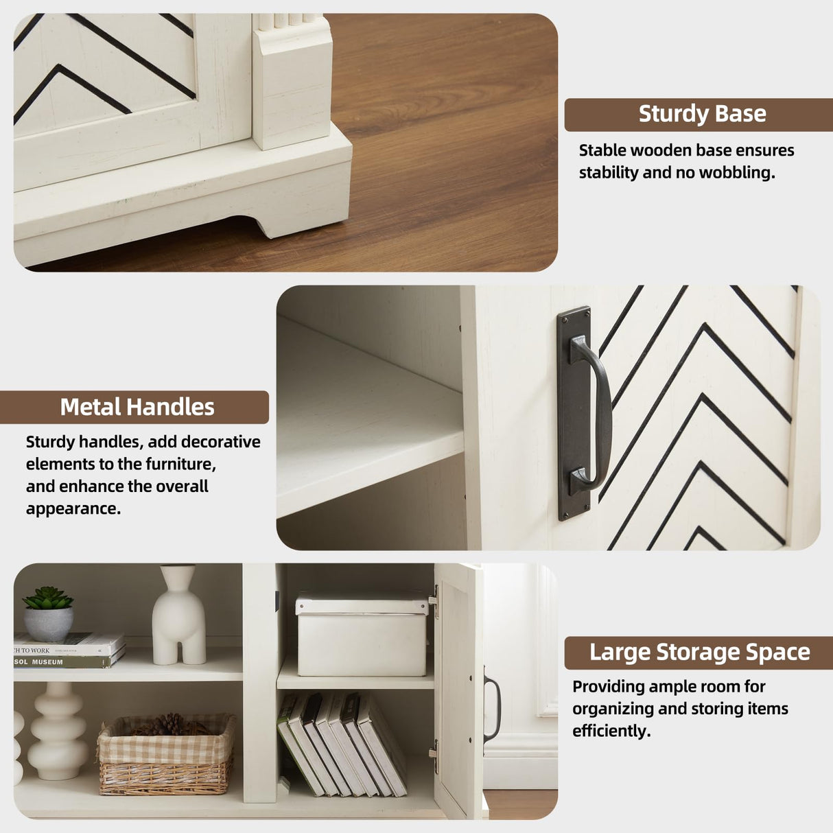 Minifeel Farmhouse TV Stand for 65+ Inch TV, 25" Tall Entertainment Center with Barn Door, Rustic TV Stands for Bedroom with Adjustable Shelf, Wooden TV Consoles for Living Room, Antique White Minifeel