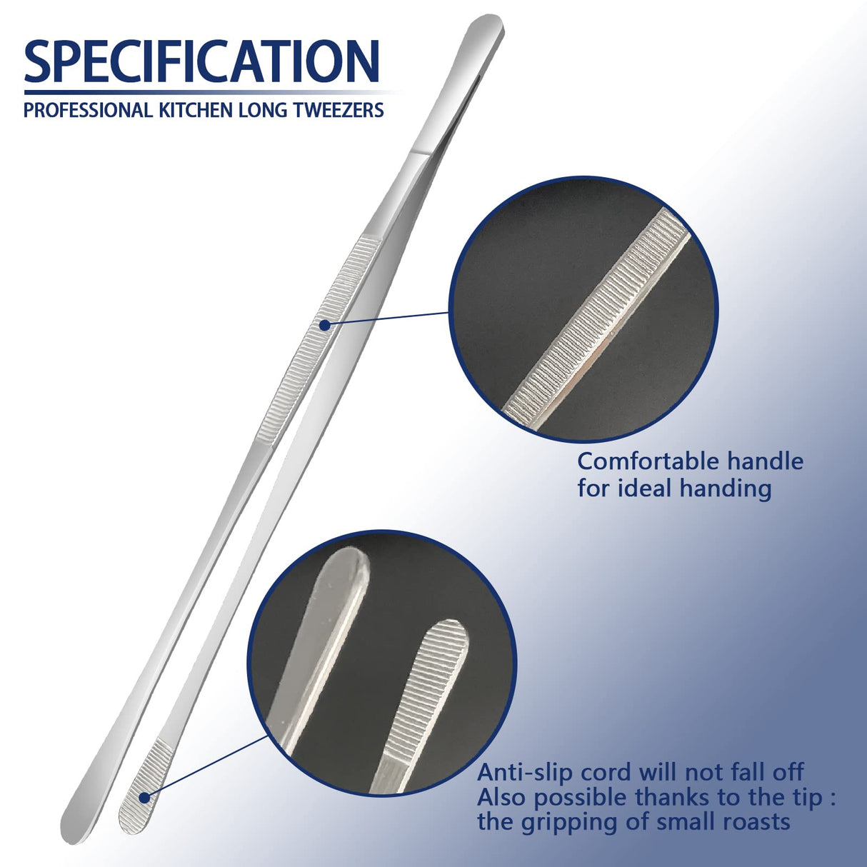 5 Pcs Kitchen Fine Tweezers Tongs, Stainless Steel Food Tongs Set, Professional Kitchen Long Tongs for Cooking,Repairing,Sea food,BBQ,Multi-use(12"and 6.3") Tangoowal