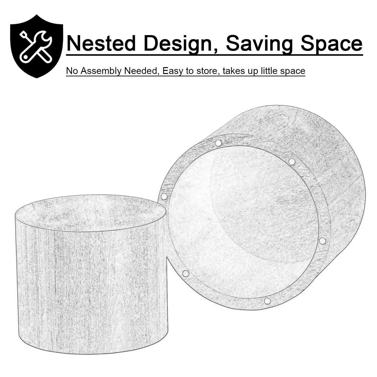 YYZIWYUN Nesting Coffee Table Set of 2 Modern Drum Coffee Table Handcraft Fluted Coffee Table End Table Round Wood Coffee Table for Living Room Small Space, No Need Assembly,Light Wood YYZIWYUN