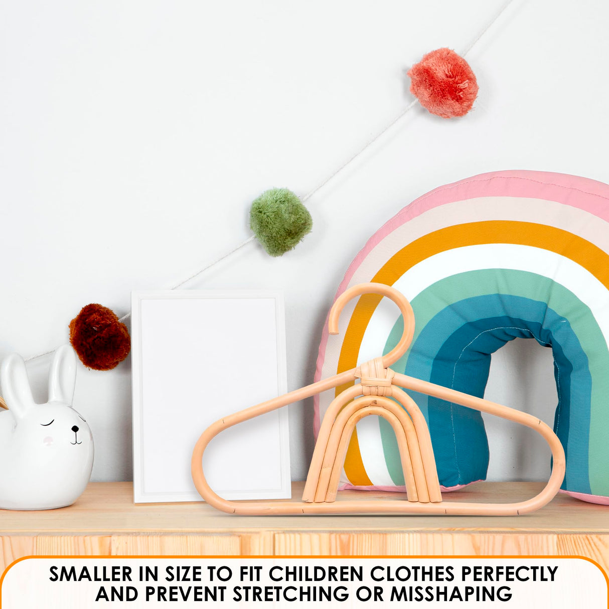 3Pcs Rattan Closet Hanger for Kids Clothes - Baby Clothes Organizer for Kids Hangers Bamboo Room Accessories for Kids Closet Hangers - Childrens Wood Hangers Small Closet Organizer Kids Garment Rack LEGLO