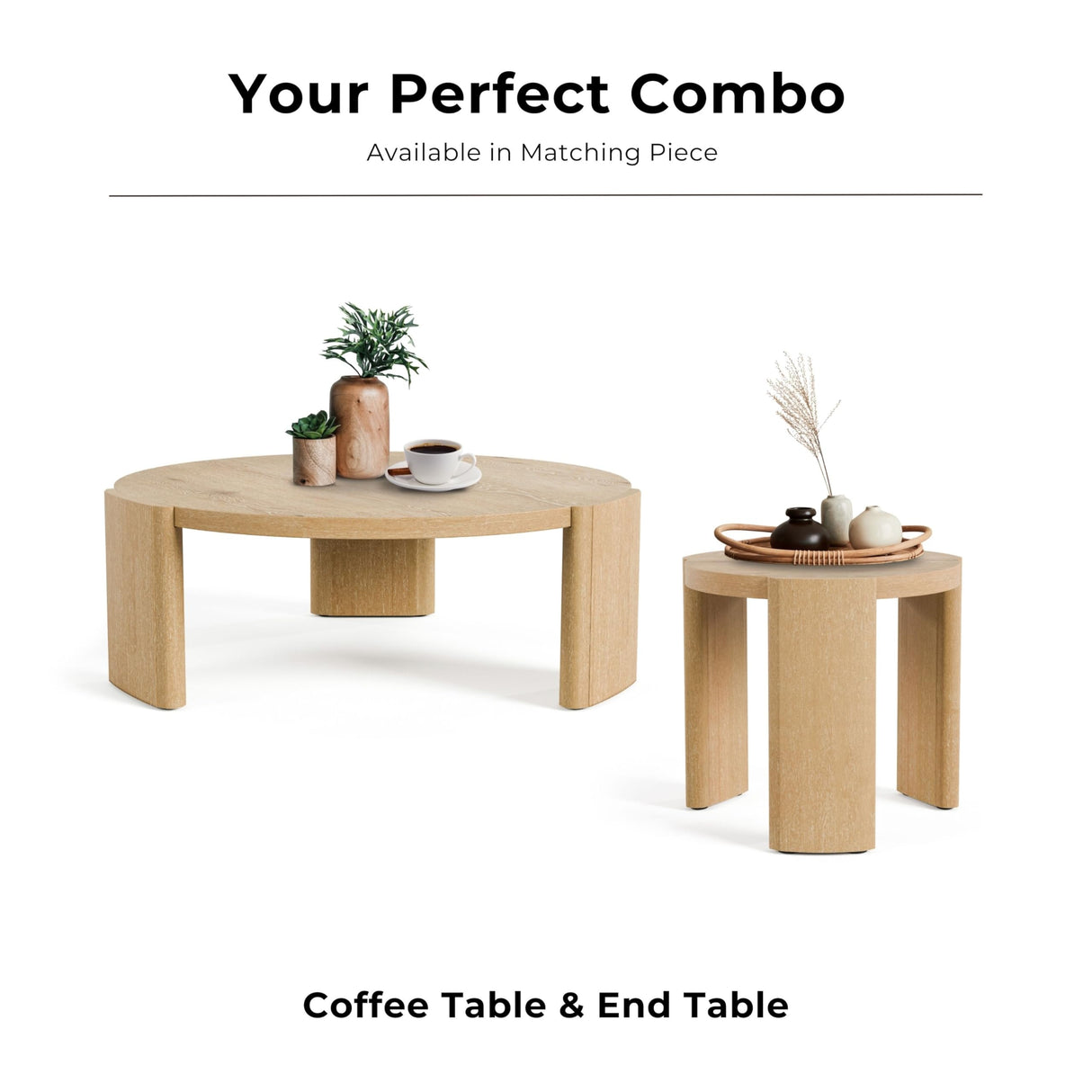 Furniture of America Carys Modern Solid Wood 42-inch Round Coffee Table with Plinth Base, Living Room Furniture for Small Space, Home Office, Oak Furniture of America