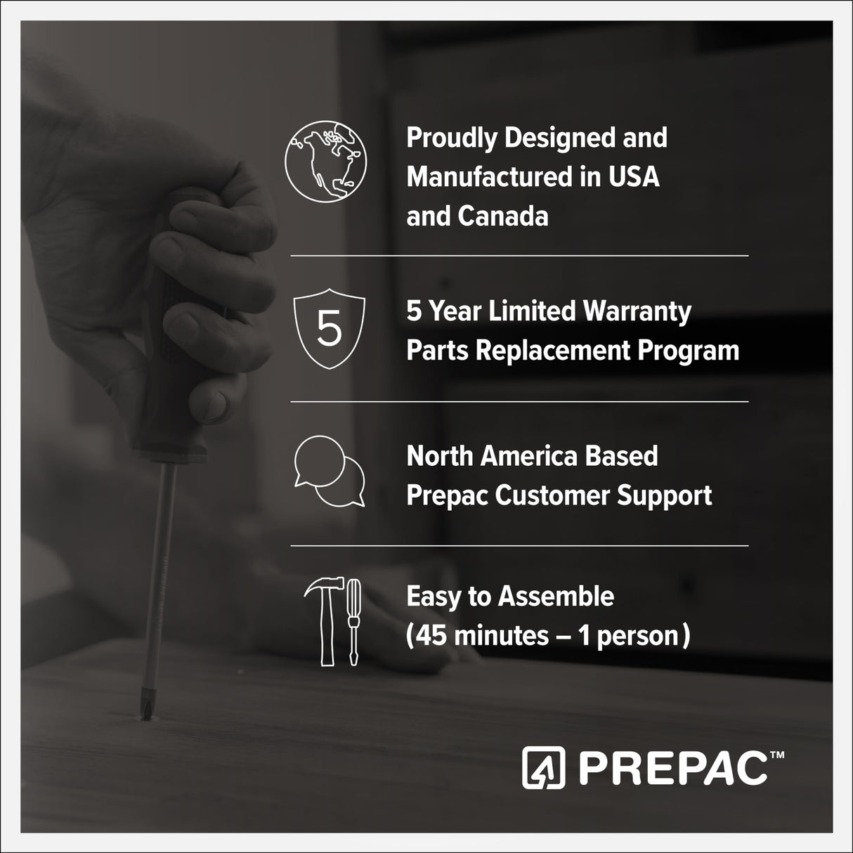 Prepac Rustic Ridge Farmhouse Queen Headboard, King (U.S. Standard), Washed White Prepac