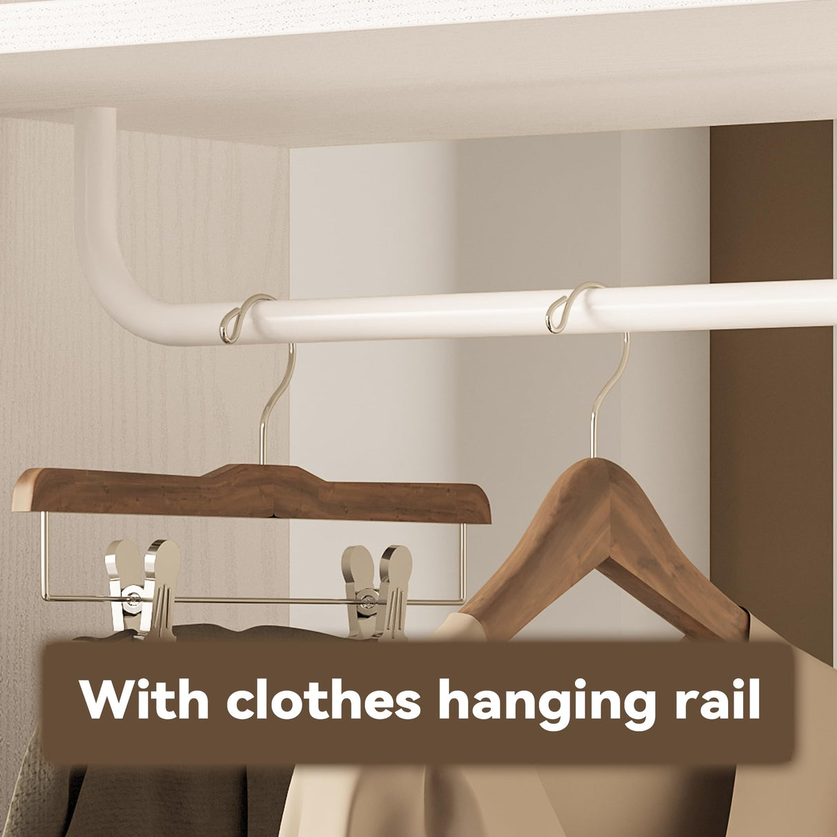 IRONCK Closet Racks on Wheels with Mirror and 10 Shelves, Portable Freestanding Wooden Closet Garment Rack with Hang Rod, White IRONCK