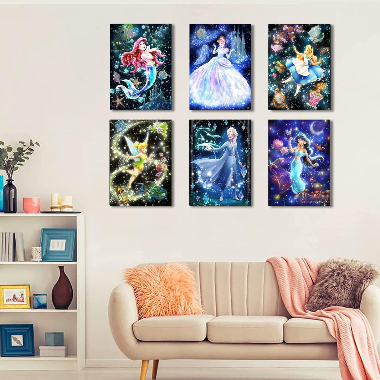 RYMILIE 6 Pack Diamond Painting Kits, 5D Princess Diamond Art Kits for Adults Beginner, Full Drill Diamond Dots Art, Home Wall Decor, 12x16inch RYMILIE