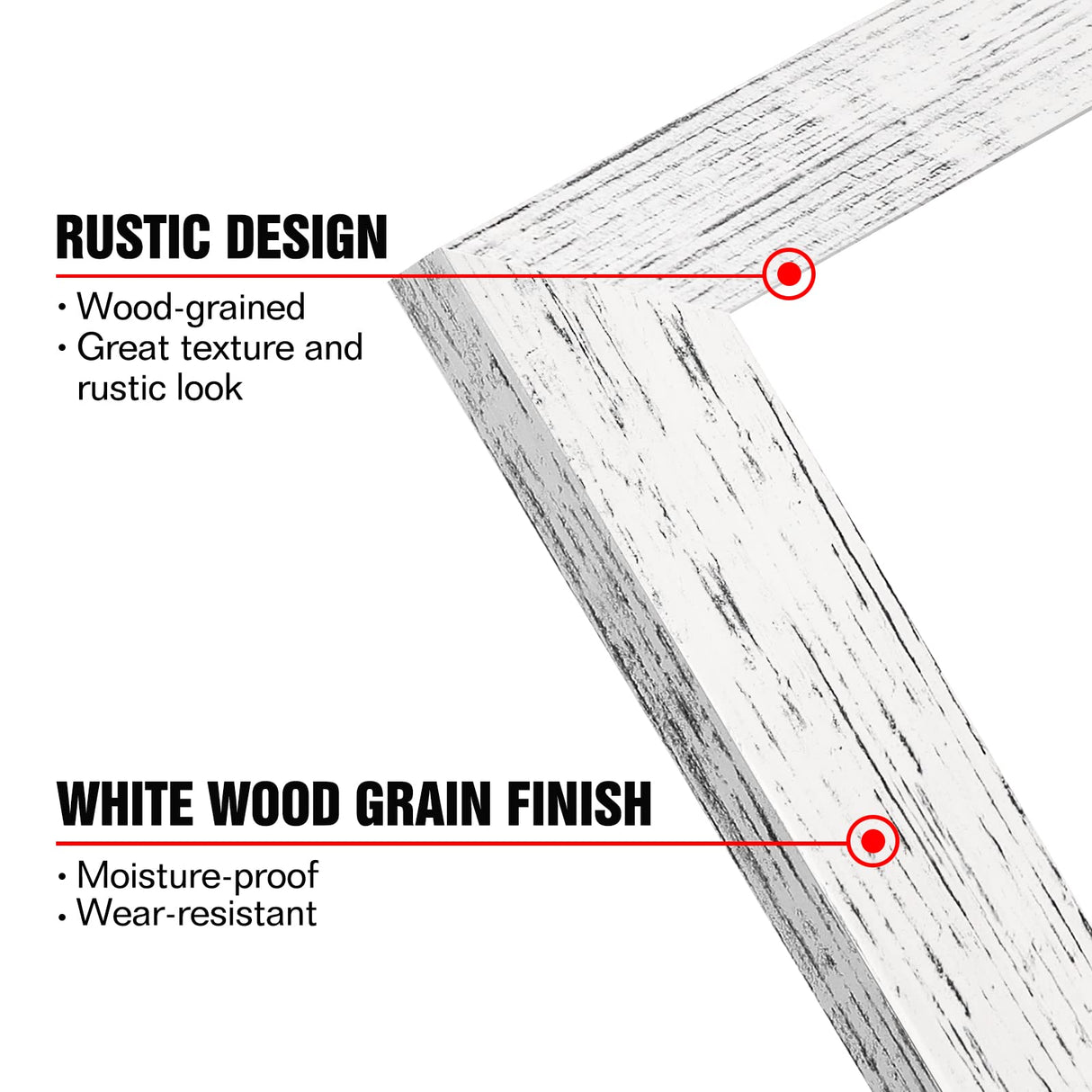 BAIJIALI 5x7 Picture Frame Distressed Farmhouse Wood Pattern Set of 4 with Tempered Glass,Display 4x6 with Mat or 5x7 Without Mat,Multicolour BAIJIALI