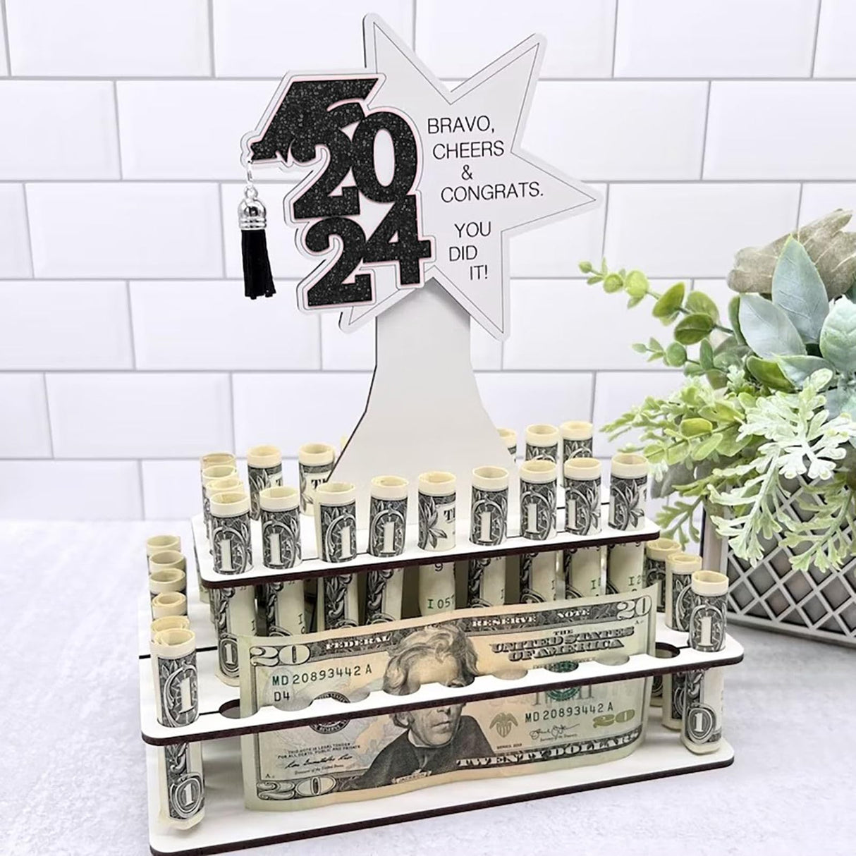 Graduation Money Holder, 2024 High School Graduation Gift Money Holder Congratulation Card Holder Money Cake for Graduation Party Graduation Gift Cake Layered Wallet Ornament-Black Generic