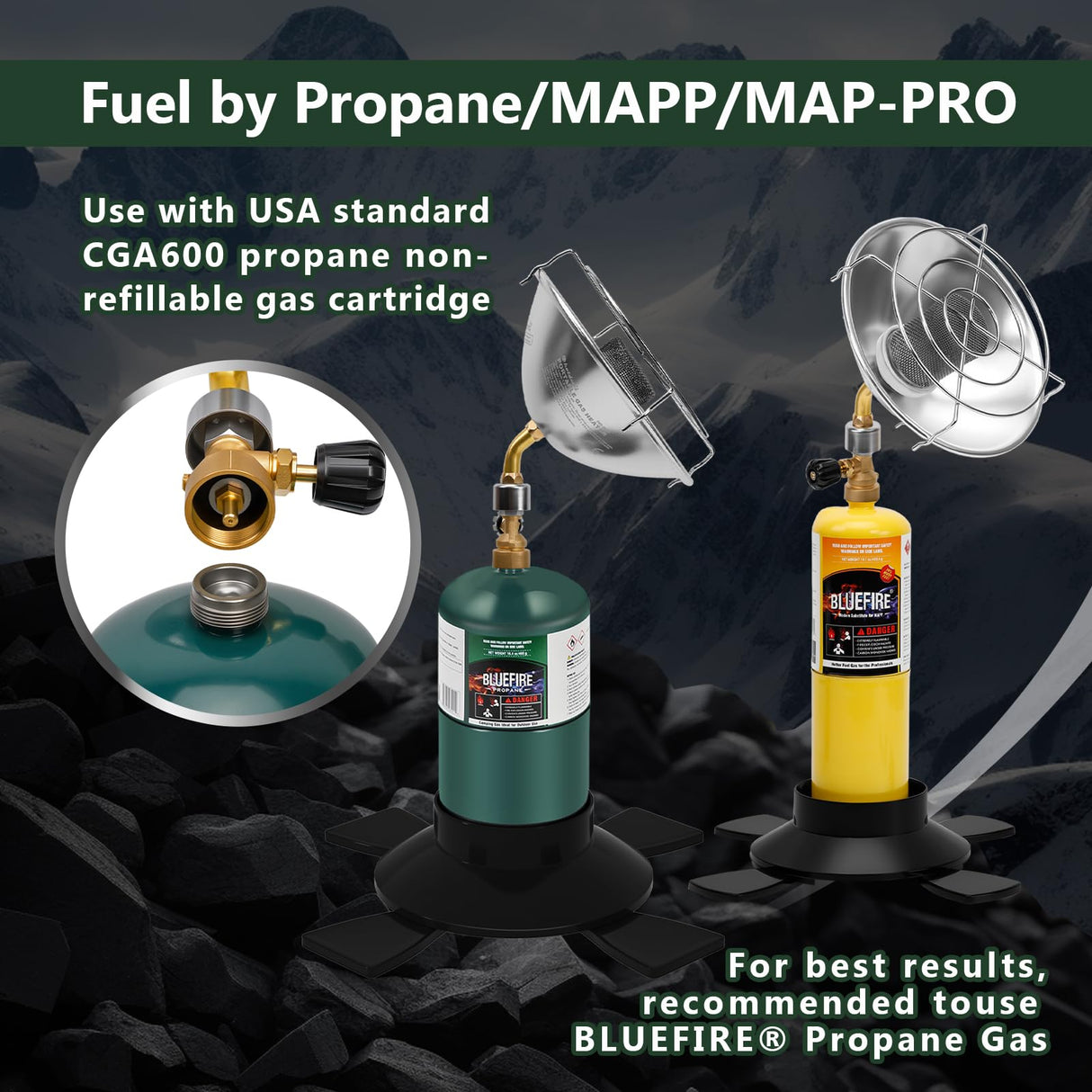 Portable Heater for Camping Outdoor Space Propane Heater 6200BTU Power with Control Valve Patio Heater Cordless 1lb Small Propane Gas Tank Holder Tent Garage Fishing stove buddy Hotdevil