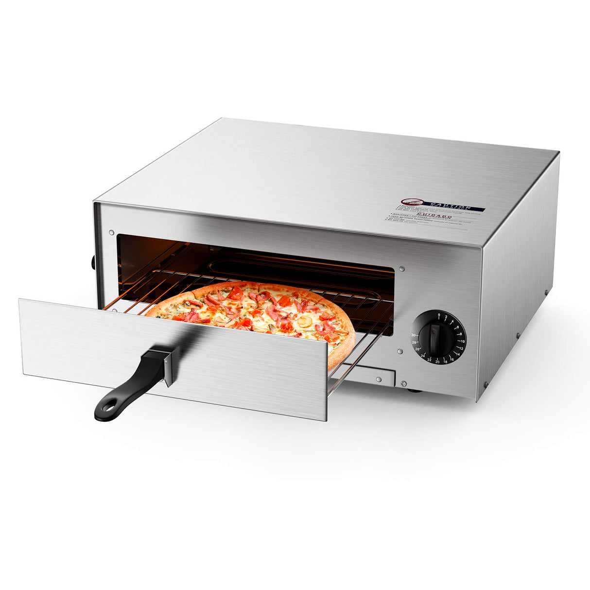 Giantex Pizza Bake Oven Kitchen Pizza Toaster Home Commercial Countertop Pizza Maker Stainless Steel Bake Pan with Handle and Removable Pizza Tray Giantex