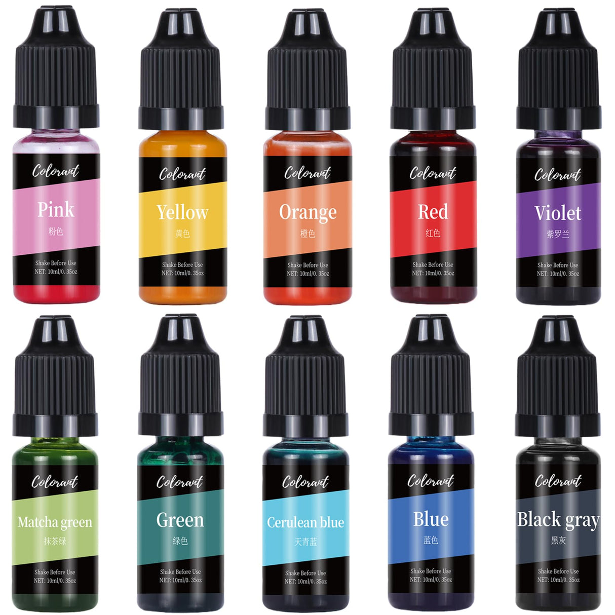 10 Colors Candle Dye, 10ml/Bottle Candle Colour Dye, Liquid Oil-Based Vivid Candle Wax Dye, Highly Concentrate Candle Making Supplies, Candle Dye for Soy Wax CUCUFA