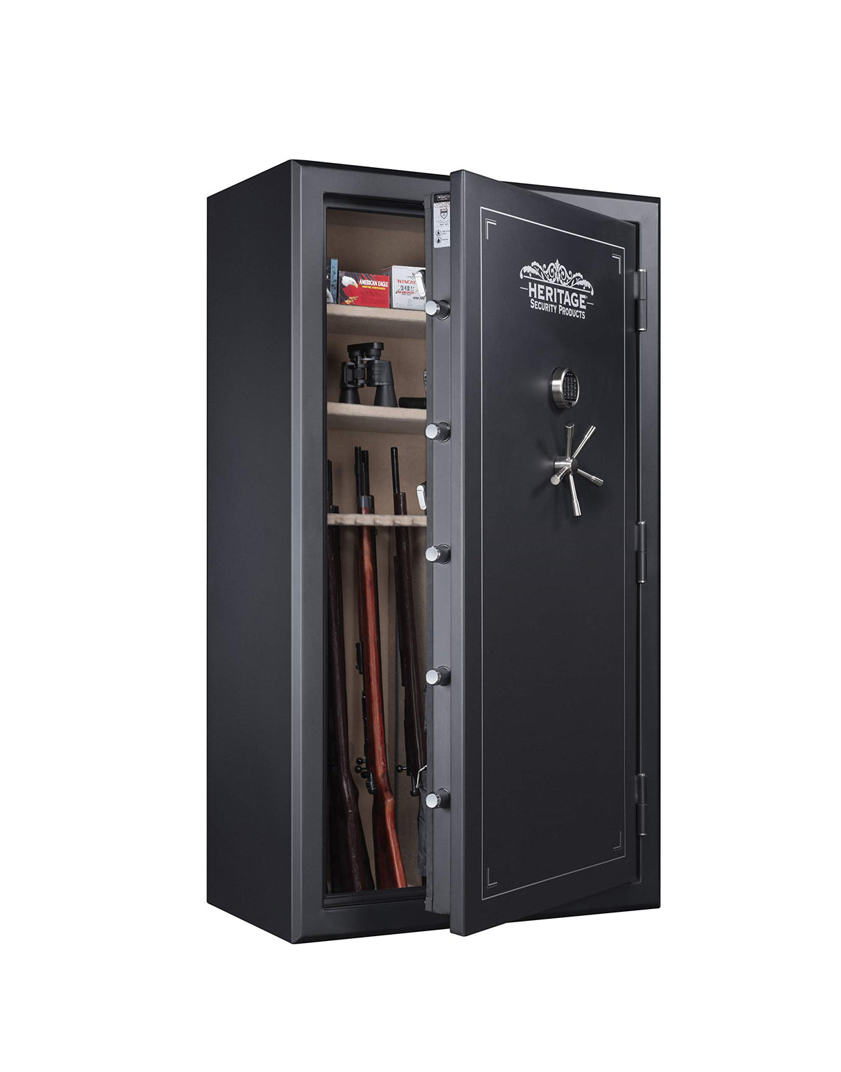 Heritage Security Products 64-Gun Fireproof and Waterproof Safe with Electronic Lock, Black (64EBH) Heritage Security Products