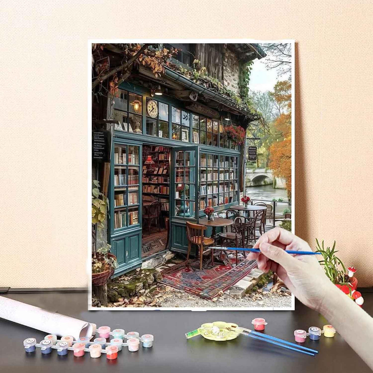 Yunruily Paint by Numbers Adults Bookshop-Paint by Numbers Kits for Adults,Paint by Numbers for Adult Canvas for Gifts Home Wall Decor(16x20inch) Yunruily