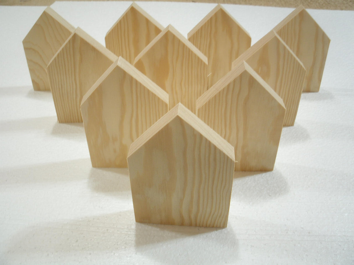 10 LARGE Unfinished wood house shapes, wooden house cutouts, wooden blocks, wooden block house, WoodArtSupply