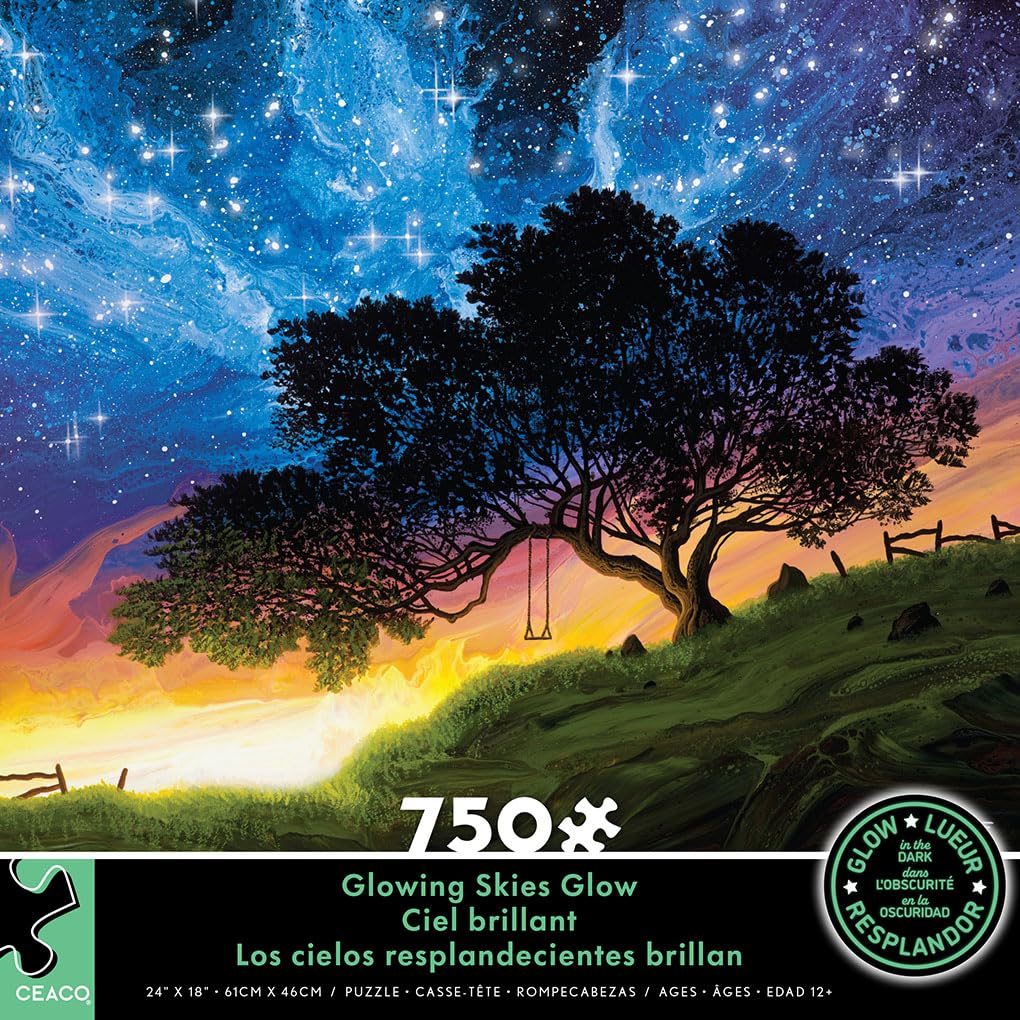 Ceaco - Glow in The Dark - Glowing Skies - 750 Piece Jigsaw Puzzle Ceaco