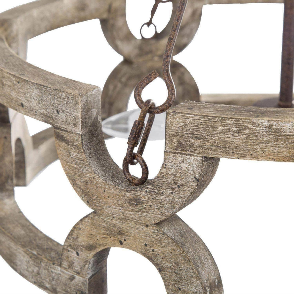 GEPOW Farmhouse Wood Chandelier, Round Drum Light Fixture for Dining Room, Living Room, Bedroom, Kitchen Island and Foyer GEPOW