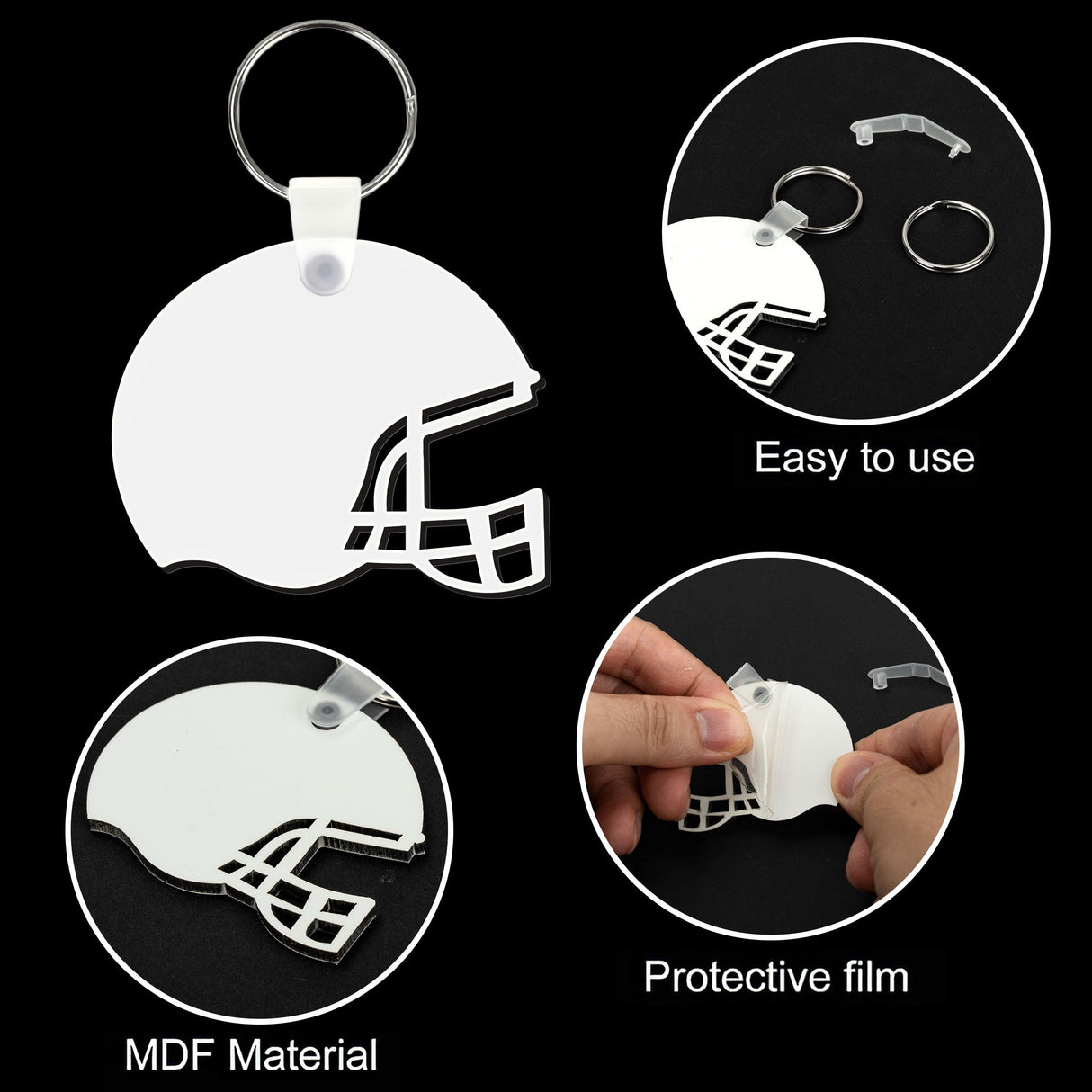 YHNTGB 20 Set Sublimation keychain blanks bulk Heat transfer keychains Double sided key chains with key ring Helmet sublimation key chains for Graduation Day Present Craft Making DIY Decoration YHNTGB