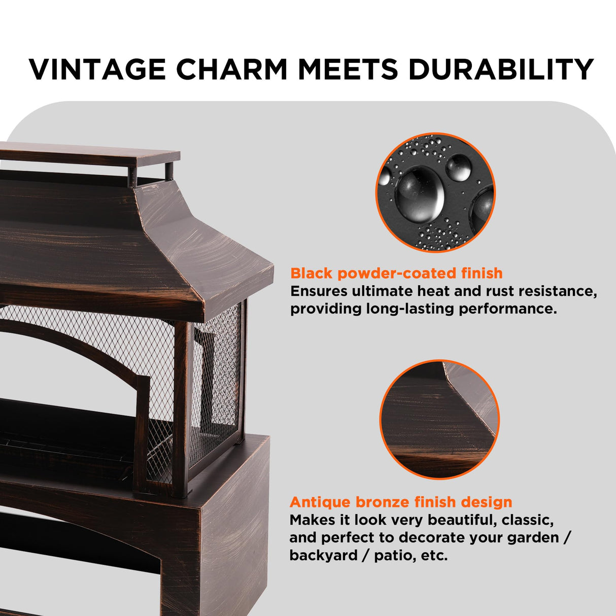 Red Mountain Valley 37in Outdoor Wood Burning Fireplace,2-in-1 Large Fire Pit with Log Grate and Poker for Outside,Outdoor Chimney Fireplace with Firewood Racks Storage for Patio, Garden and Backyard RED MOUNTAIN VALLLEY