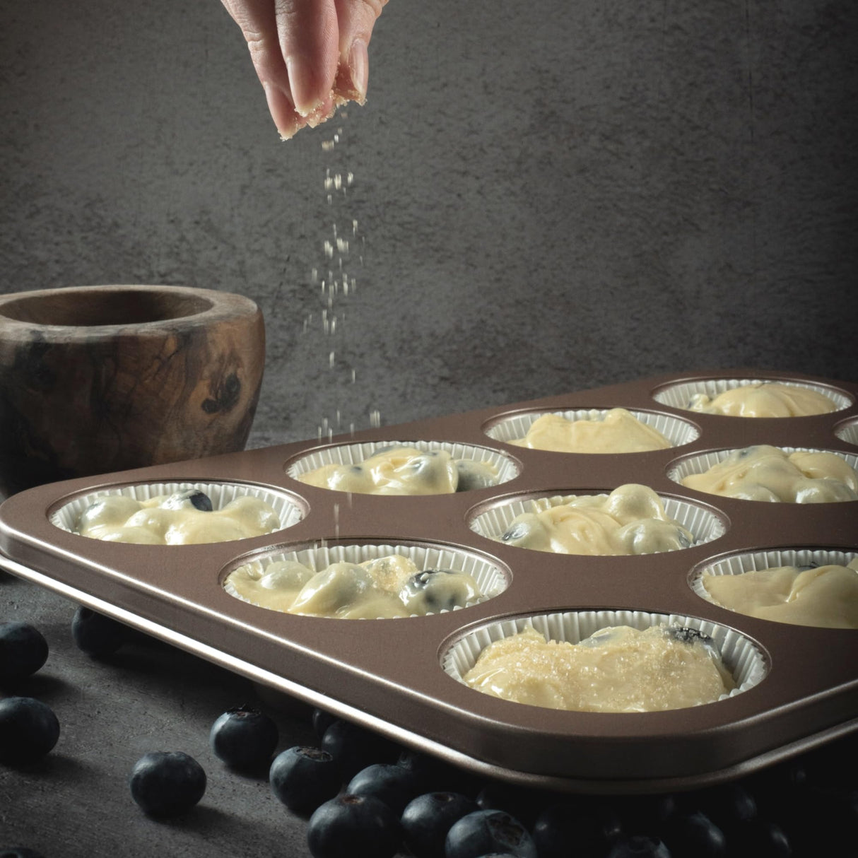 HAPPIELS Non Toxic Nonstick 12 Cup Muffin Pan | PFOA BPA free Nontoxic Cupcake Tin | Best Non Stick Muffin Pans | Muffin tins | Cupcakes Tray | Carbon Steel Bakeware Mold Trays HAPPIELS