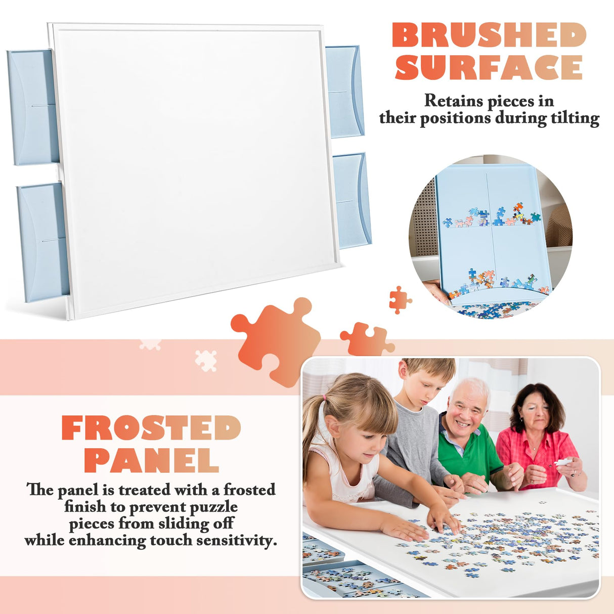 Calmbee 1500 Piece Plastic Puzzle Board with Drawers, 35”x 28” Portable Jigsaw Puzzle Table for Adults, Rotating Upgraded Lazy Susan Spinning Jigsaw Organizer Table,Durable ABS Frosted-Panel Calmbee