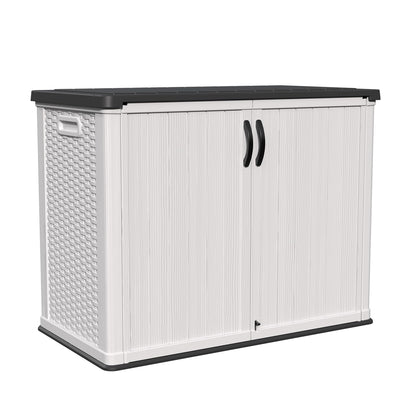 Patiowell 26 Cu.ft Plastic Outdoor Storage Cabinet, Lockable Waterproof Horizotal Storage Shed, Tool Box for Patio, Garden Tools, Garbage Cans, Pool Supplies, Easy Assembly, White(Not Include Shelves)