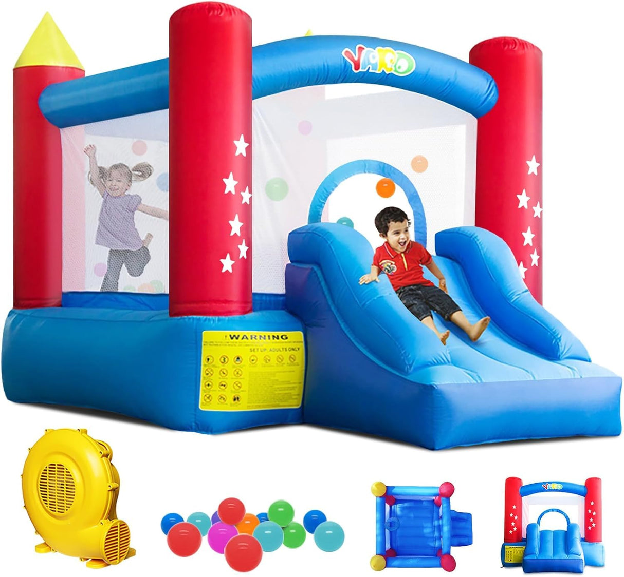 Yard Bounce House for Kids 3-8, Inflatable Bounce House with Slide, Bouncy House with Blower & Play Balls for Indoor Outdoor, 9.5x6.5x6.5FT Bouncy Castle for Toddlers Party YARD