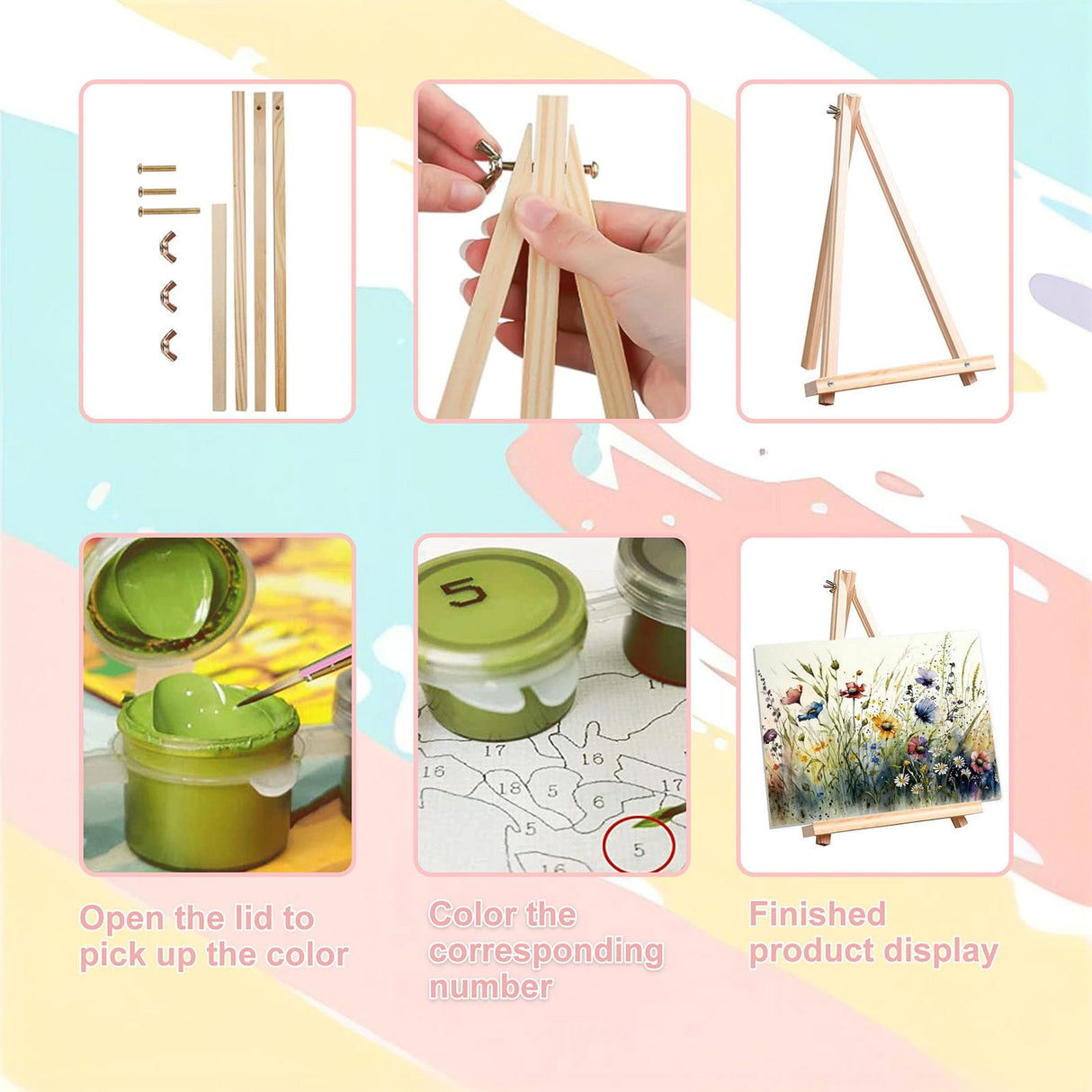 Flower Paint by Numbers for Adults with Framed Canvas-with Wooden Easel,Paint by Number on Canvas Flowers,DIY Acrylic Oil Painting Kits with Brushes Nice Gift Box for Home Wall Decor(16x20inch) xackcme