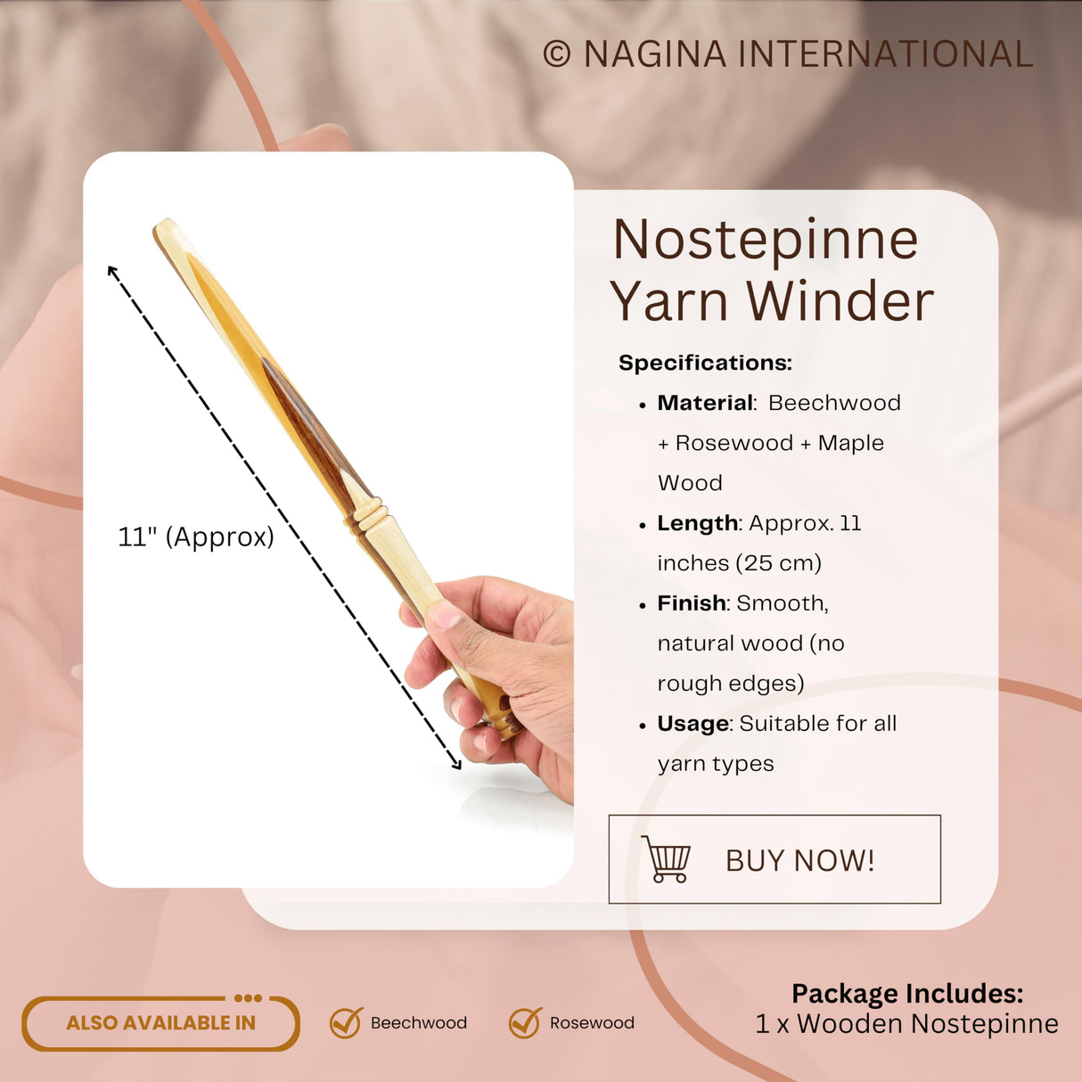 Nostepinne Maple Wood Center Pull Ball Yarn Winder | Knitting Crochet Accessories | Yarn Storage | Nagina International (Candy) Nagina International