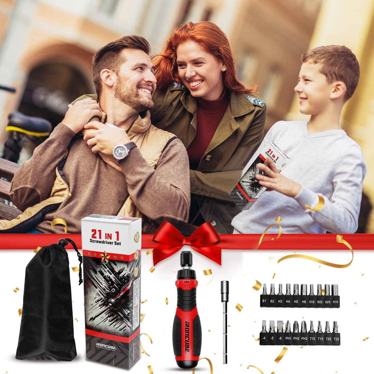 IRONCUBE Multi Ratcheting Screwdriver Set: 21 in 1 Magnetic Multiple bits Suitable for Everyday Household Use ironcube