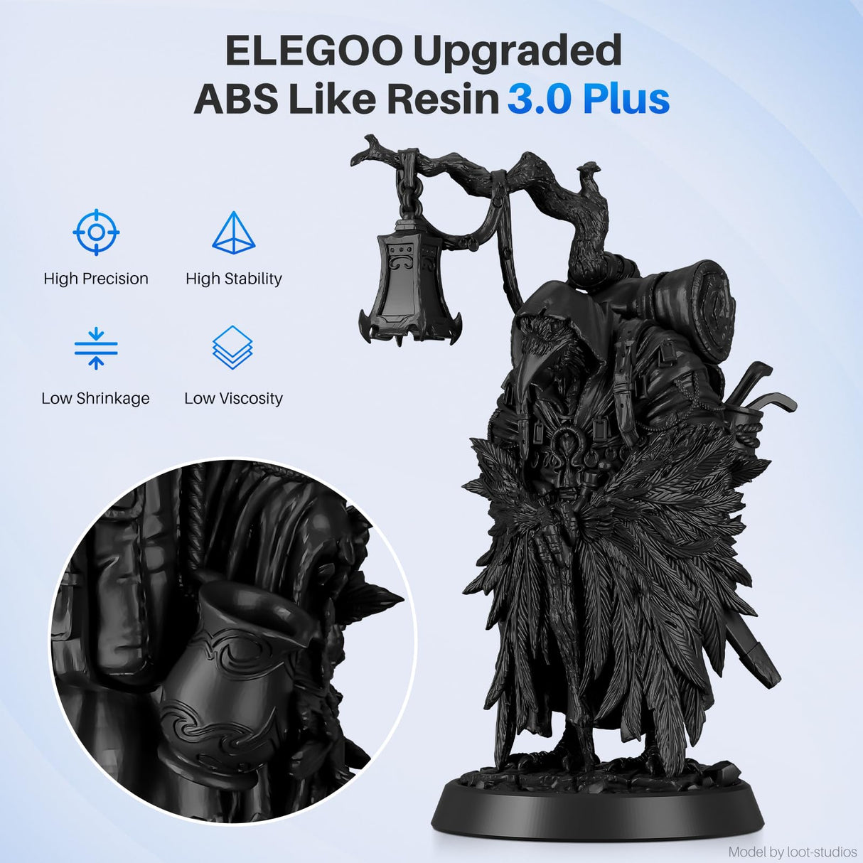 ELEGOO ABS-Like Resin 3.0 Plus, 3D Printer Resin with Low Viscosity and High Precision, 405nm Rapid UV-Curing Photopolymer Resin, 3D Resin for LCD/DLP 3D Printing, Black 1000G ELEGOO