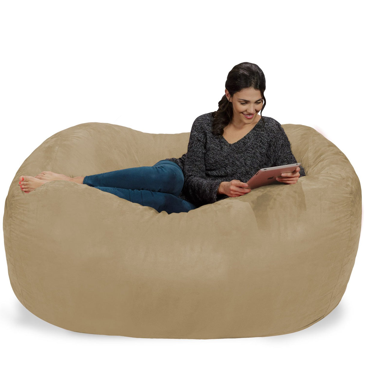 Chill Sack Bean Bag Chair: Huge 6' Memory Foam Furniture Bag and Large Lounger - Big Sofa with Soft Micro Fiber Cover - Camel Chill Sack