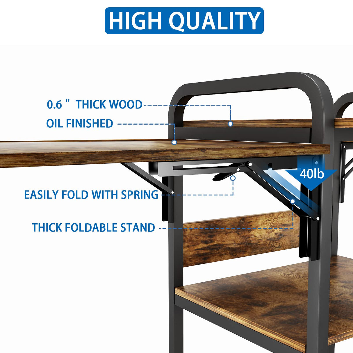 PUNCIA Large 3 Tier DIY Heat Transfer Press Machine Stands Heavy Duty Workbench with Folding Working Table for Sublimation Transfer Machine Metal Shelf Storage Organization PUNCIA