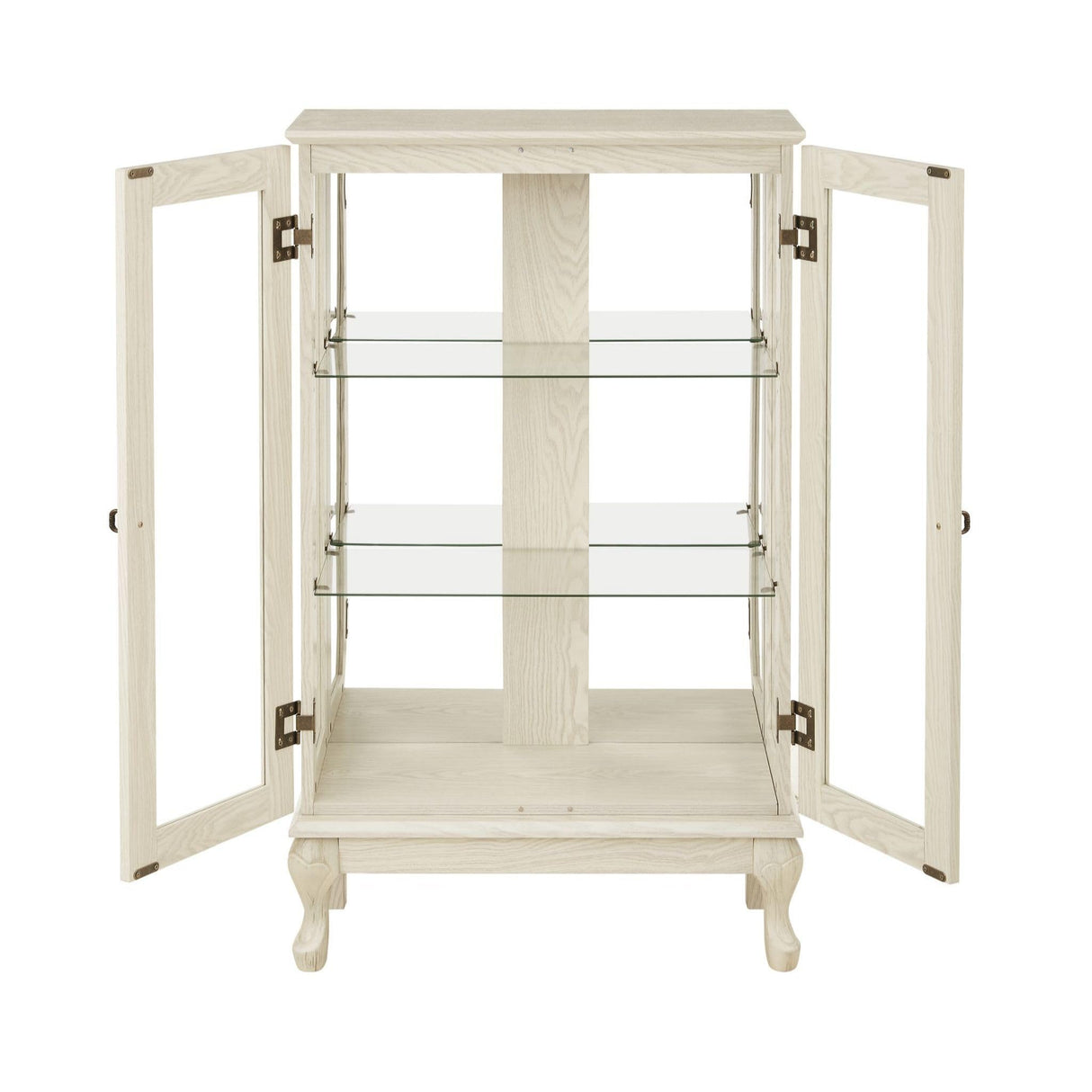 CKEASEAN Lighted Curio Cabinet, 44" H Glass Display Cabinet with 3-Tier Adjustable Glass Shelves, China Cabinet with Mirrored Back Panel for Living Room, Light Blub Included(White) CKEASEAN
